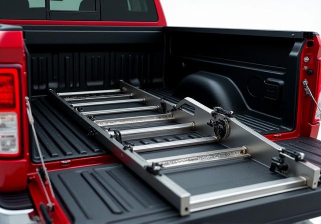 Ram Truck with a heavy-duty cargo bed slide for easy access